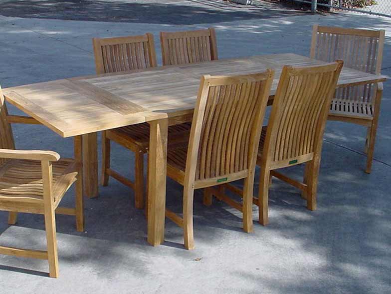 Teak Extension Table With Chicago Dining Arm And Side Chairs