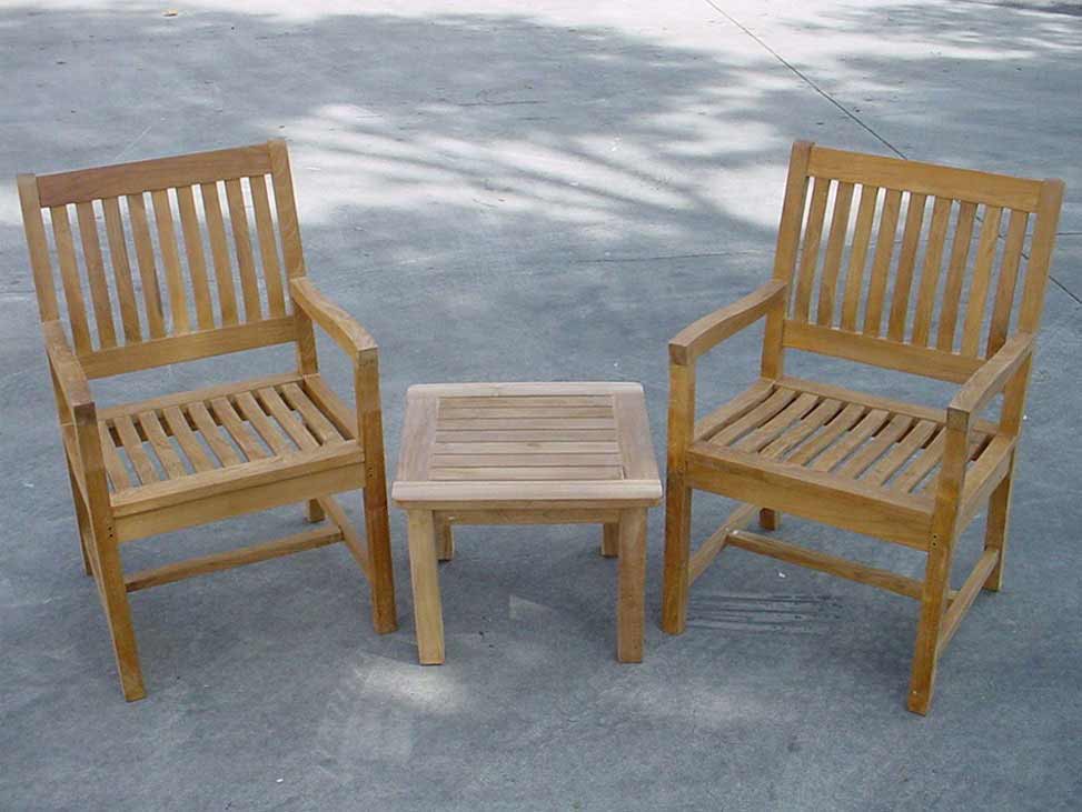 Teak Rialto Arm Chair Set With Mini Bahama Side Table
