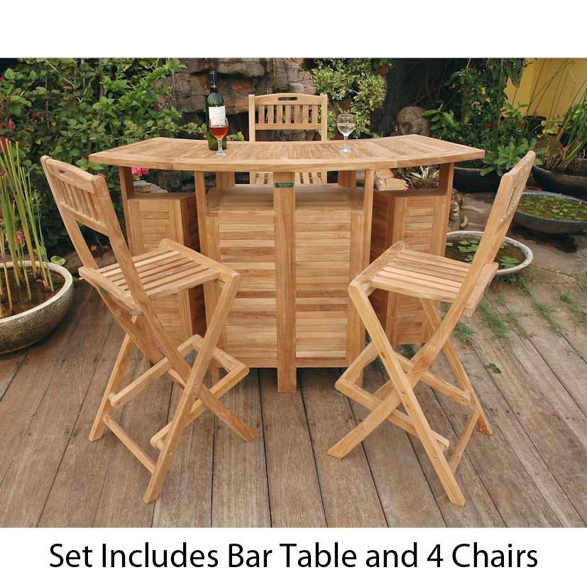 ADNSET20 Teak AltaVista Bar Set with 4 Chairs sku ADNSET20