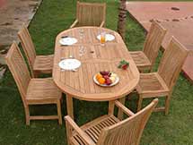 Teak Oval Extension Table with Chicago Dining Chairs