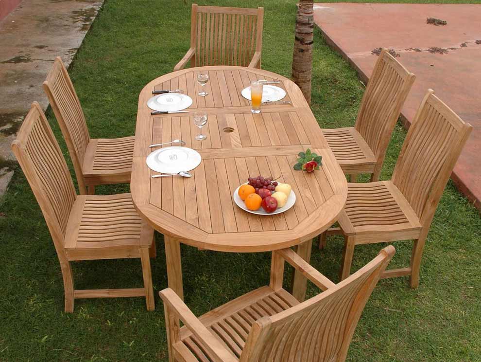 Teak Oval Extension Table with Chicago Dining Chairs