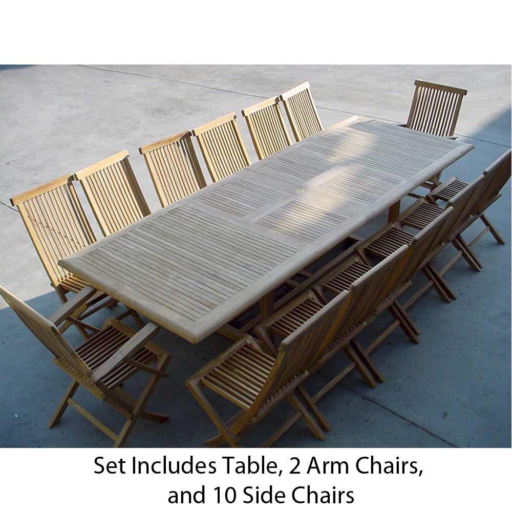 Teak Extension Valencia Table with 12 Classic Folding Chairs