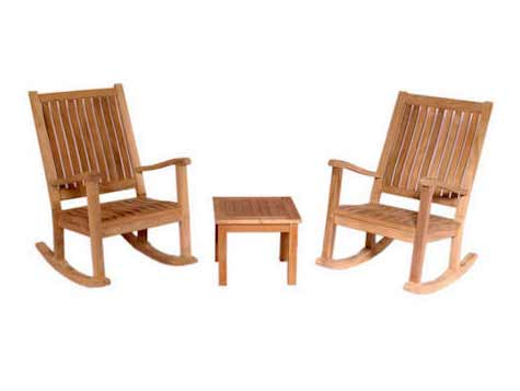 Teak Del-amo Rocking Arm Chair Set With Square Side Table