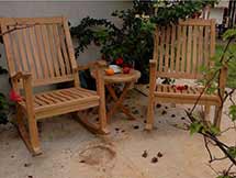 Teak Del-Amo Rocking Arm Chair Set with Round Side Table