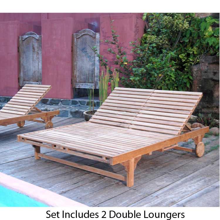 Teak Bel-air Double Sun Lounger (set Of 2)