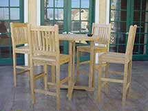 Teak Bahama Bar Table with 4 Avalon Bar Chairs