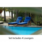 Teak Brianna Sun Lounger with Arms (Set of 4)