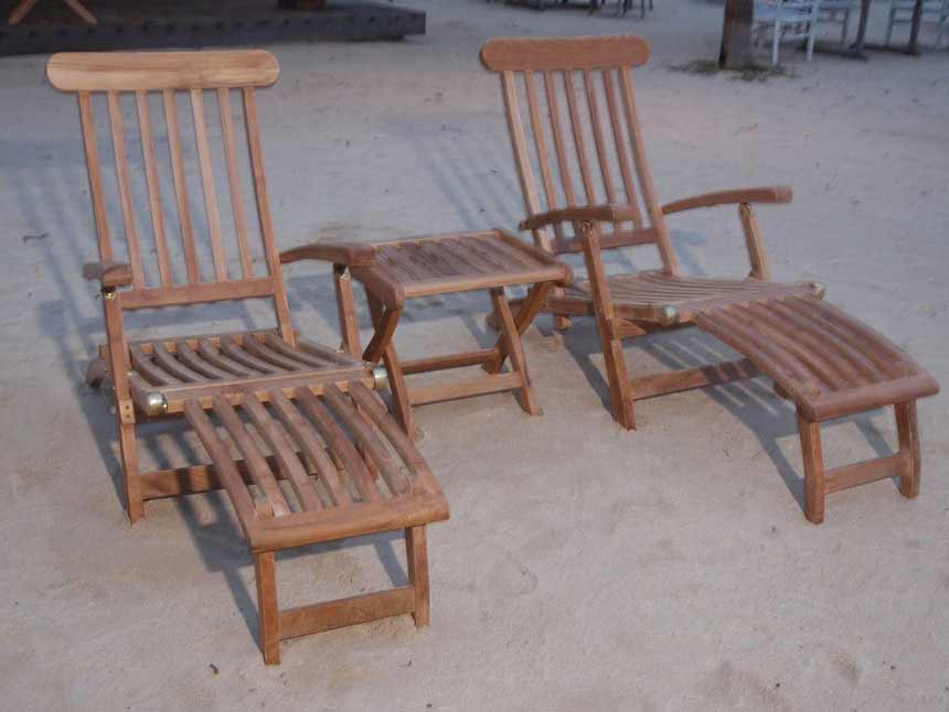 Teak Royal Steamer Arm Chair And Foot Stool Set