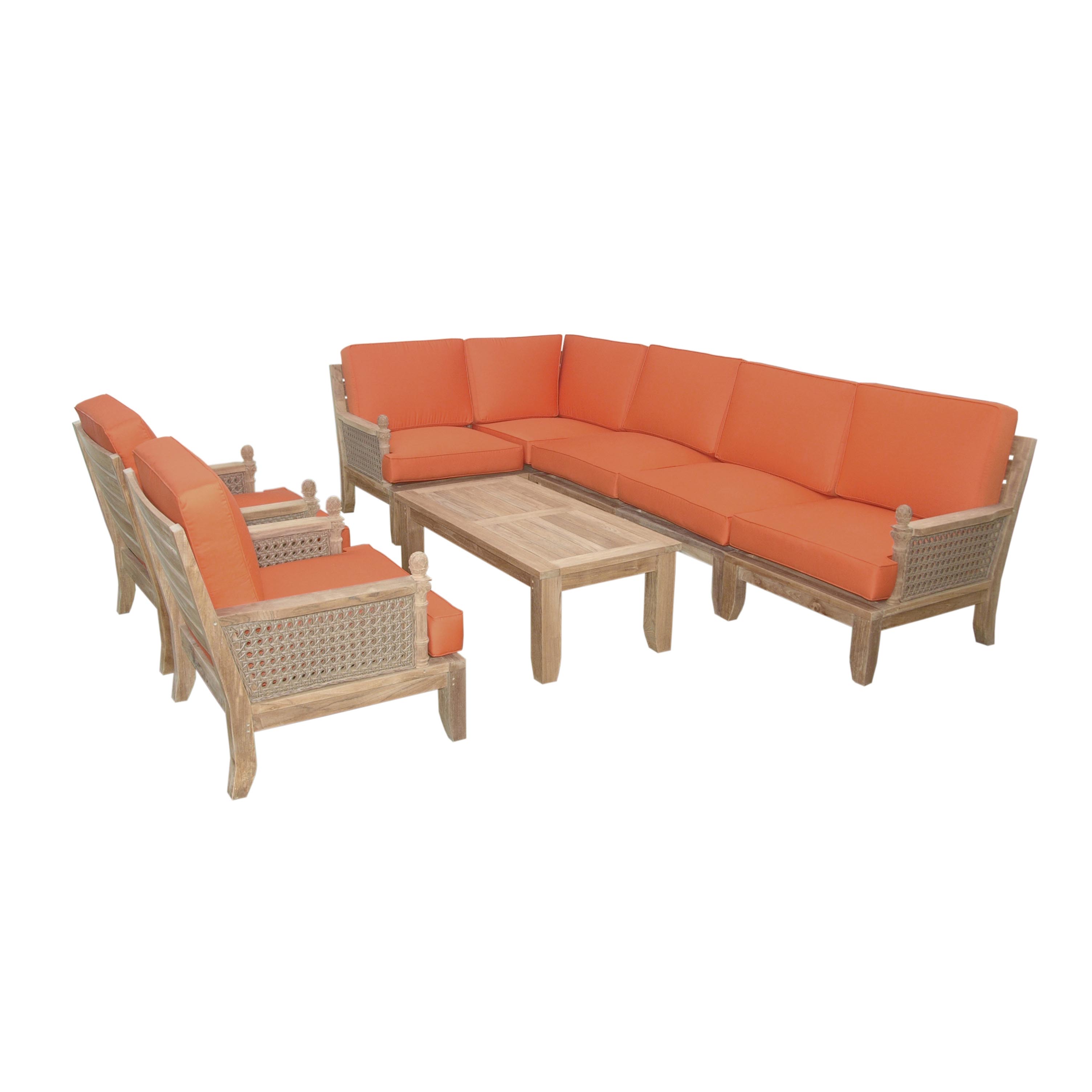 Teak Luxe Seating Collection w/ 2 Center Seats & 2 Arm Chairs