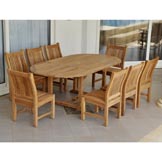 Teak Bahama Oval Table with 8 Sahara Dining Chairs