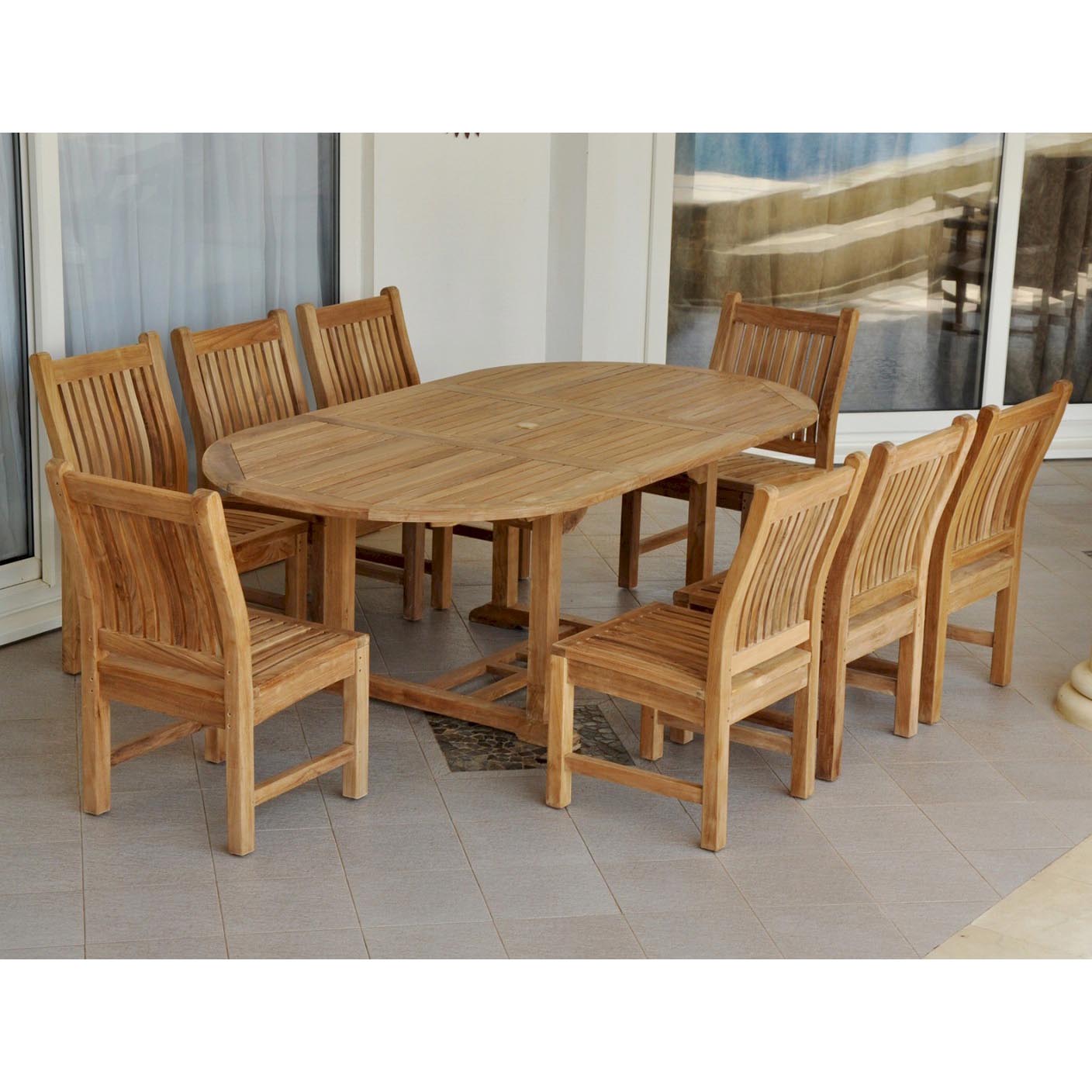 Teak Bahama Oval Table With 8 Sahara Dining Chairs