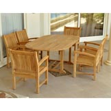 Teak Bahama Oval Table with 6 Sahara Dining Arm Chairs