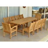 Teak 94 in. Bahama Table:2 Sahara Armchairs & 8 Side Chairs