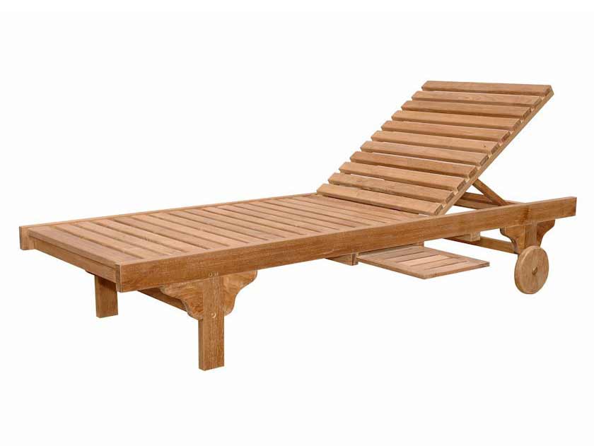 Teak Capri Sun Lounger With Adjustable Back & Side Tray