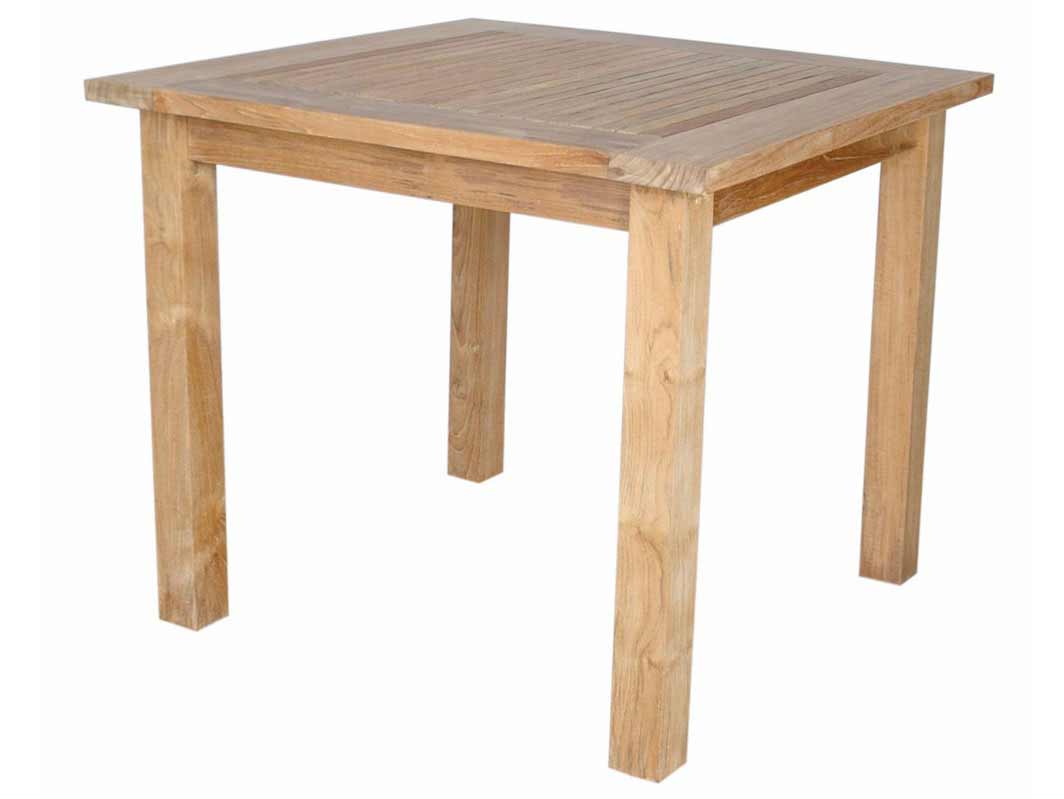 Teak 35 Inch Windsor Square Table With Small Slats