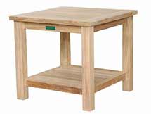 Teak 22 inch Square 2-Tier Side Table