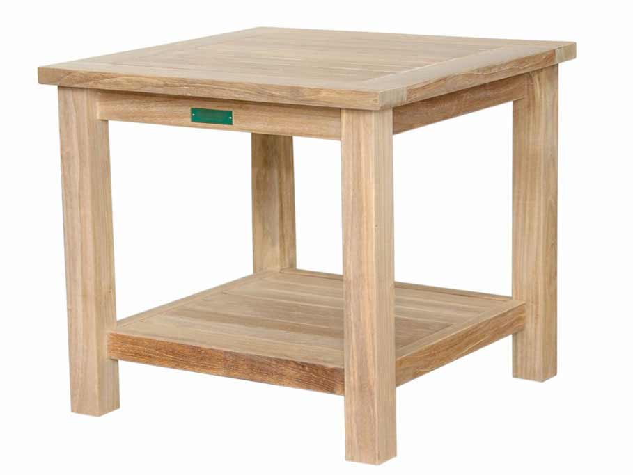 Teak 22 inch Square 2-Tier Side Table