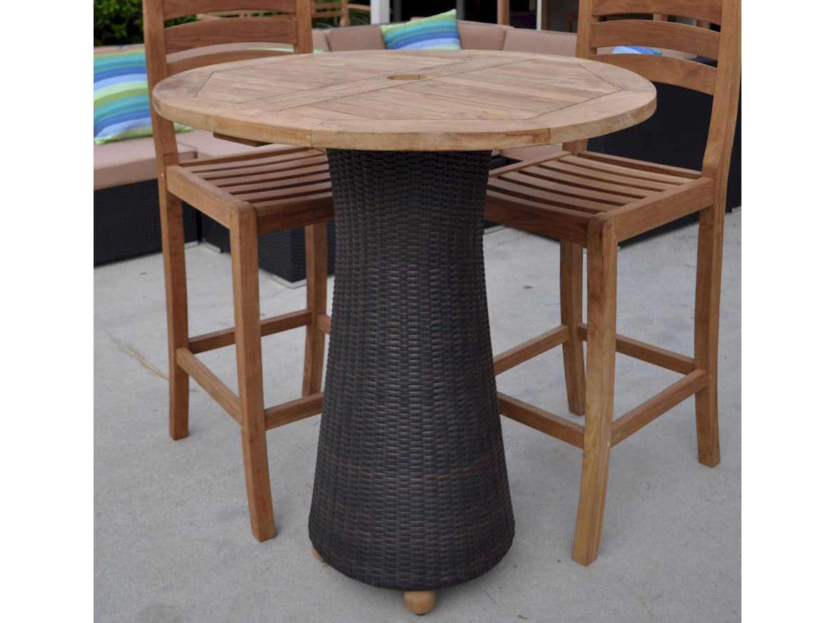 Teak 59 inch Square Bar Table