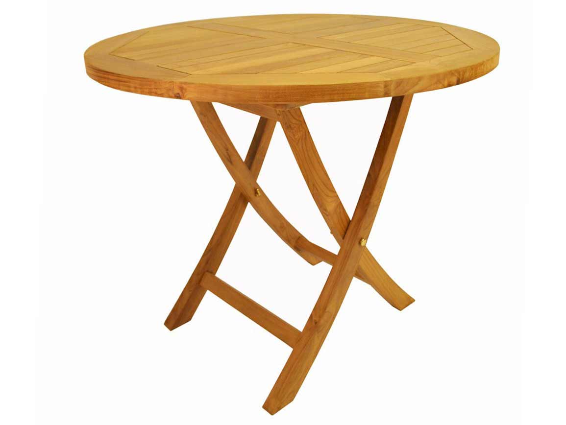 Teak 35 Inch Bahama Round Bistro Folding Table