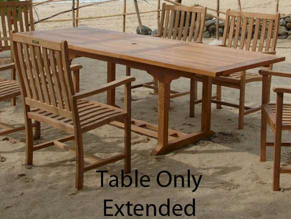 Teak 8 foot Bahama Rectangular Extension Table