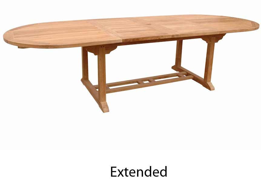 Teak 117 Inch Bahama Oval Extension Table W Double Extension