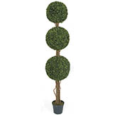 60 inch Artificial Outdoor Boxwood Triple Ball Topiary: Potted