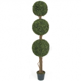 60 inch Artificial Outdoor Boxwood Triple Ball Topiary: Potted