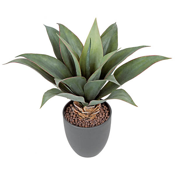 14 Inch Artificial Agave Bush In Black Pot