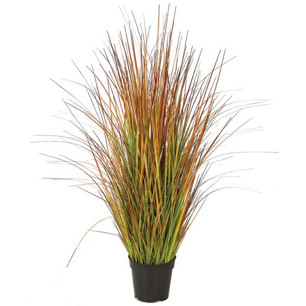35 inch Fall Color Fire Retardant PVC Onion Grass: Potted (Set of 4)