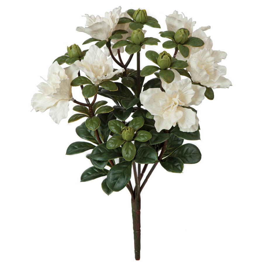 14 Inch Outdoor Artificial White Azalea Bush: Unpotted