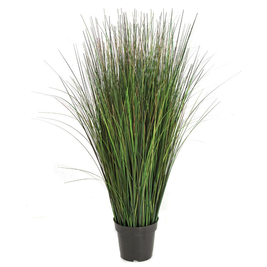 35 inch Variegated Fire Retardant PVC Onion Grass: Potted (Set of 2)