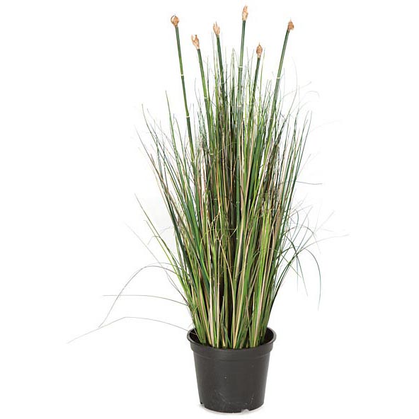 30 inch Green Fire Retardant PVC Grass with Equisetum: Potted (Set of 2)
