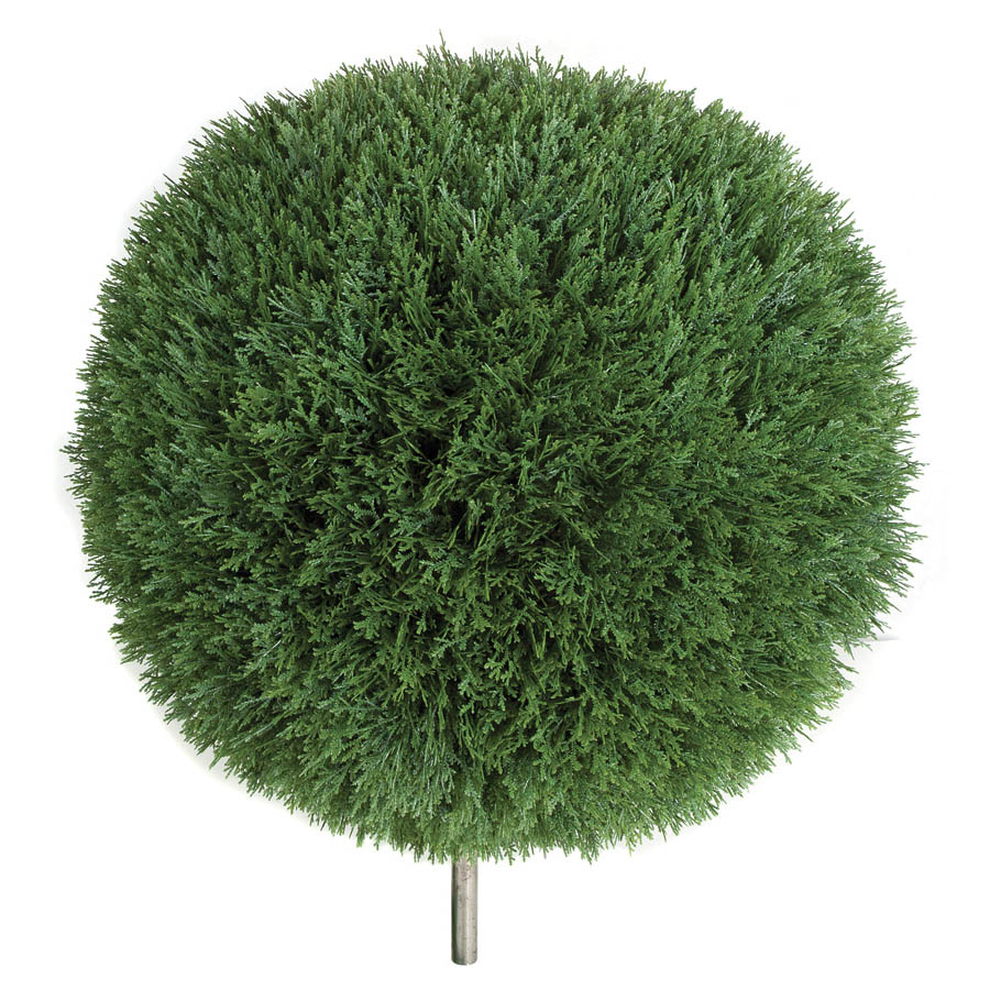 24 inch Plastic Cedar Ball Topiary: Steel Pole
