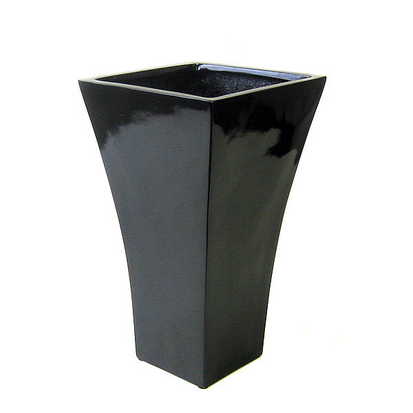 inch Black Fiberglass Square Vase: inch Inside Dia