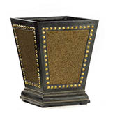 14 inch Brown/Gold Fiberglass Leather Finish Square Pot