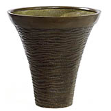 22.5 inch Brown Fiberglass Carved Motif Planter: 20.75 inch Inside Dia.