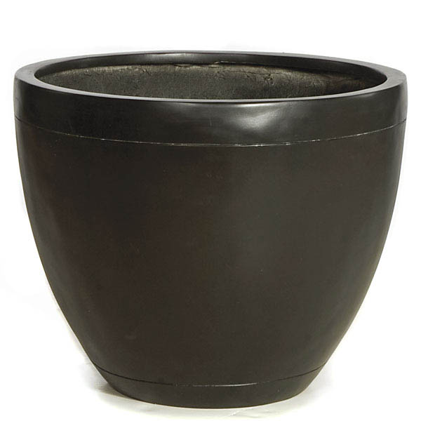 16.5H x 20W inch Matte Black Fiberglass Planter: 18 inch Inside Dia.