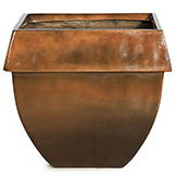 18 inch Glossy Copper Fiberglass Square Planter: 16.25 inch Inside Dia.