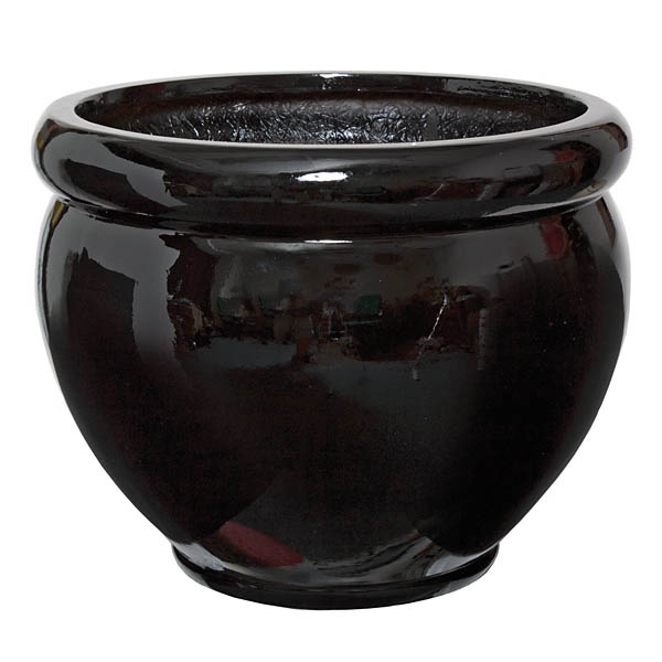 11 Inch Gloss Black Fiberglass Fishbowl: 12 Inch Inside Dia.