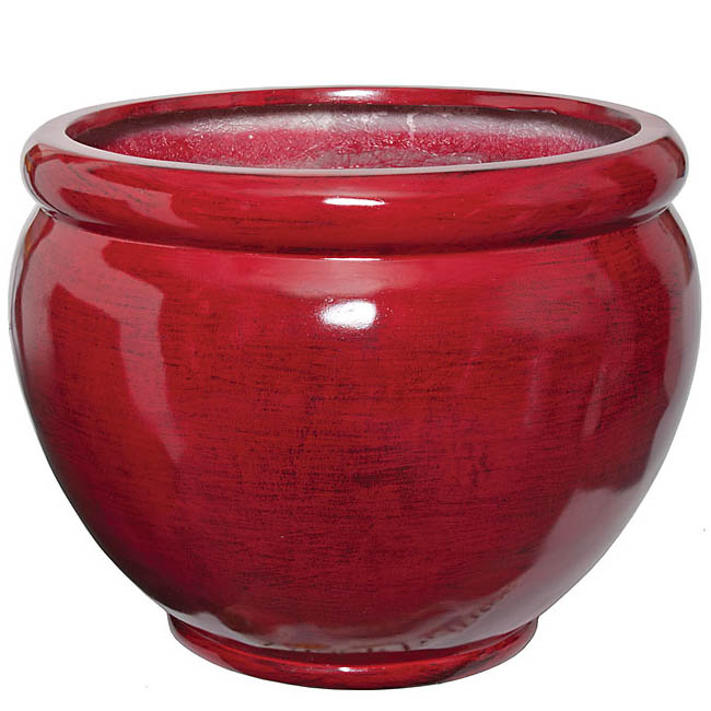 14.25 Inch Red/black Fiberglass Fishbowl: 15 Inch Inside Dia.