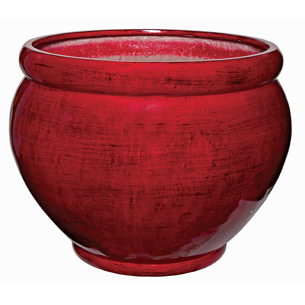 17.75 Inch Red/black Fiberglass Fishbowl: 19.5 Inch Inside Dia.