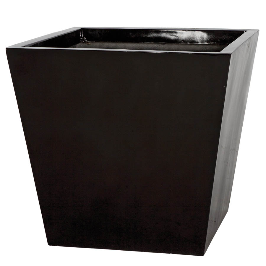 23H x 25W inch Gloss Black Fiberglass Square Planter: 21 inch Inside Dia. - AGF1668 - Our Brands 23H x 25W inch Gloss Black Fiberglass Square Plant sku AGF1668