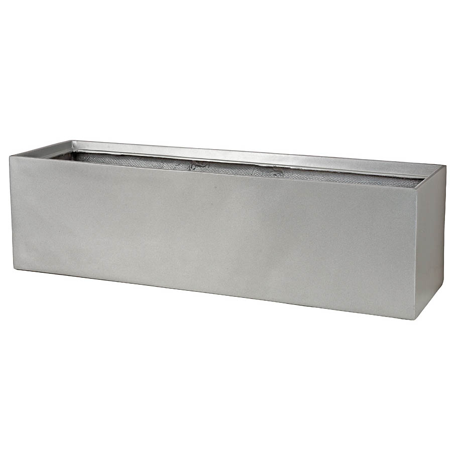 35.5 inch Silver Fiberglass Rectangle Planter