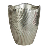 19H x 16W inch Brushed Silver Fiberglass Planter: 14.25 inch Inside Dia.