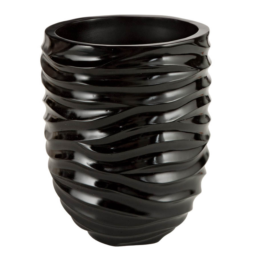 10 inch Tall Shiny Black Planter: 6.5 inch Opening