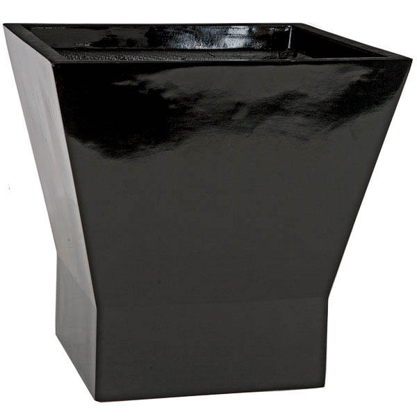 14 Inch Gloss Black Fiberglass Square Planter: 13 Inch Inside Dia.