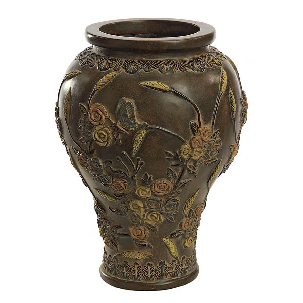 16.25 Inch Brown Fiberglass Butterfly Vase: 6.25 Inch Inside Diameter