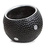 15 inch Black/Silver Fiberglass Contempo Planter: 11.5x12 inch Inside Dia.