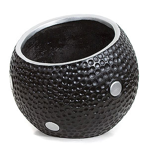 15 Inch Black/silver Fiberglass Contempo Planter: 11.5x12 Inch Inside Dia.