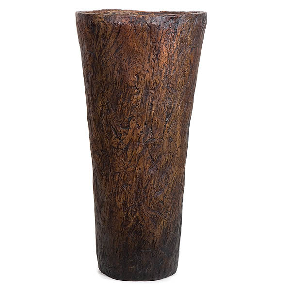 24 inch Brown/Black Fiberglass Tall Vase: 11 inch Inside Dia.